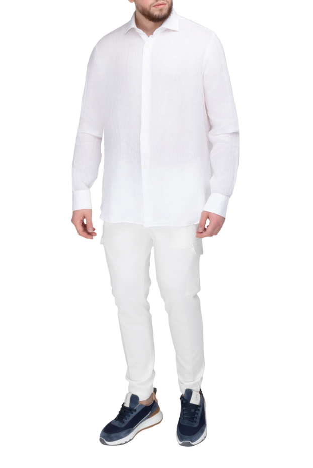 Alessandro Gherardi men's white shirt made of natural linen 169365 - photo 2