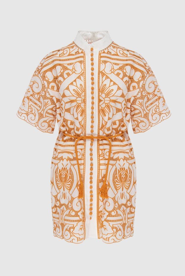 Zimmermann white short dress with orange ethnic cotton pattern 169417 - photo 1