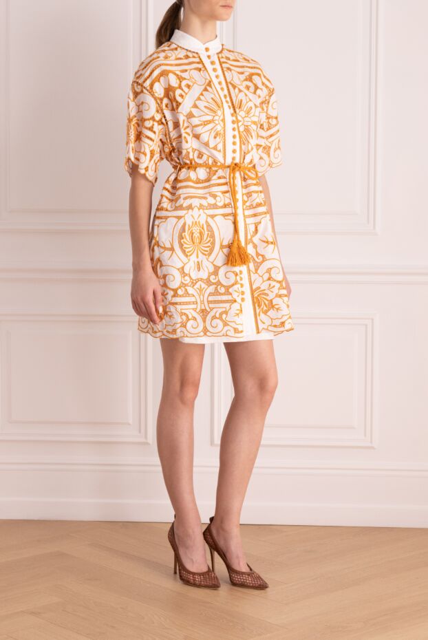 Zimmermann white short dress with orange ethnic cotton pattern 169417 - photo 3