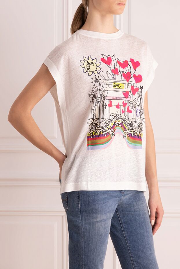 Zimmermann white loose fit t-shirt with neon art print and linen hearts 169422 - photo 3