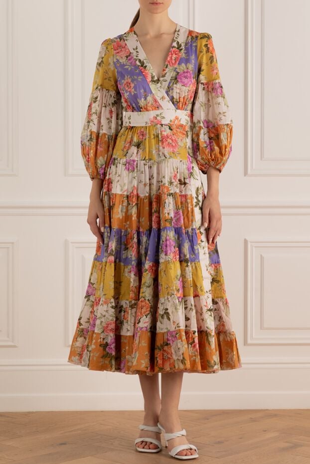 Zimmermann breathable cotton midi dress with voluminous sleeves and flowers 169427 - photo 2