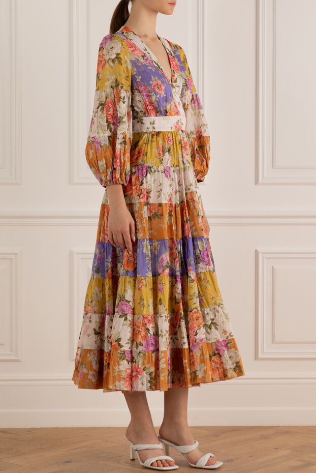 Zimmermann breathable cotton midi dress with voluminous sleeves and flowers 169427 - photo 3
