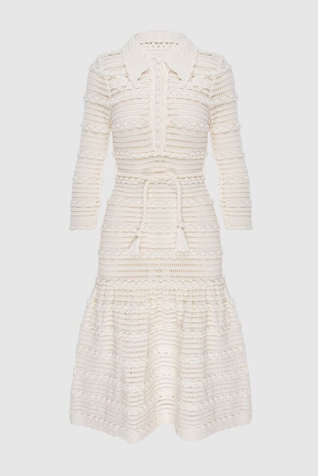 Zimmermann white knitted cotton tassel midi dress 169446 - photo 1
