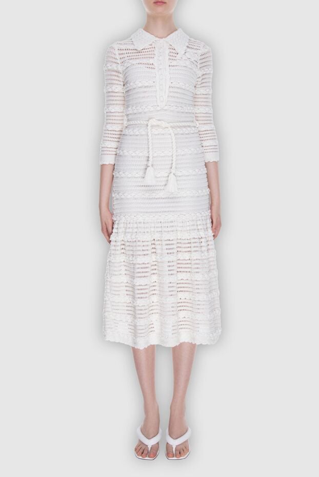 Zimmermann white knitted cotton tassel midi dress 169446 - photo 2