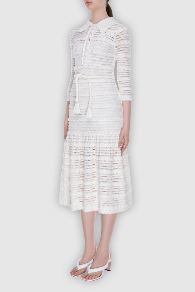 Zimmermann white knitted cotton tassel midi dress 169446 - photo 3