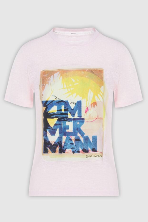 Zimmermann women's linen t-shirt pink with sunset print 169447 - photo 1