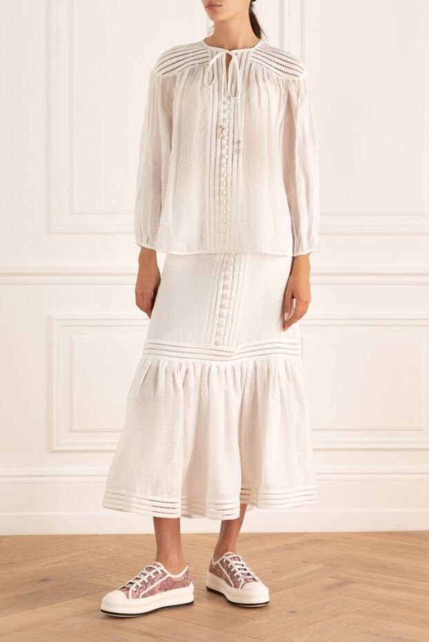 Zimmermann white women's suit with a skirt made of frame and linen 169451 - photo 2