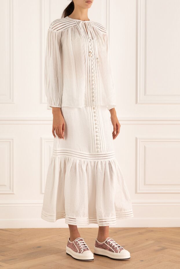 Zimmermann white women's suit with a skirt made of frame and linen 169451 - photo 3