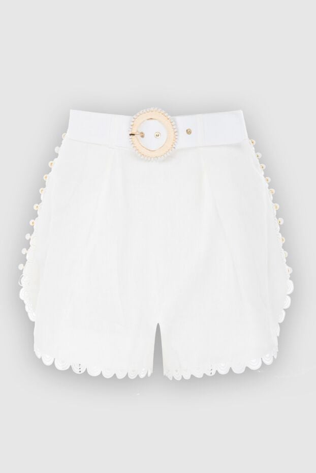 Zimmermann white linen shorts with decorative belt and lace trim 169465 - photo 1