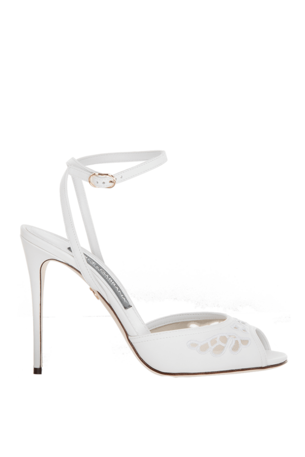 Dolce & Gabbana women's white leather sandals with english embroidery 169470 - photo 1