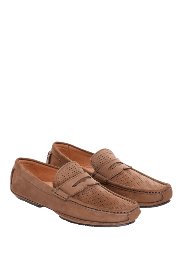 Cesare di Napoli light brown nubuck loafers with perforations 169566 - photo 3