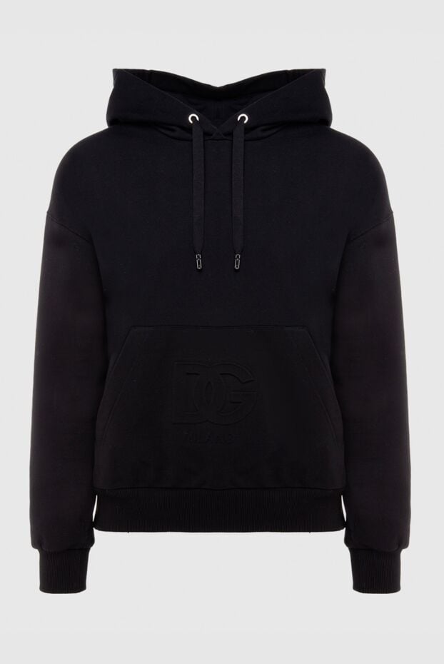 Dolce & Gabbana black hoodie with logo on kangaroo pocket men's 169583 - photo 1