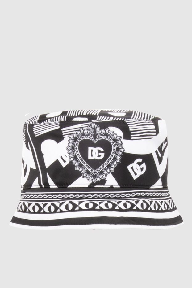 Dolce & Gabbana nylon panama hat with original logo print black and white 169586 - photo 1