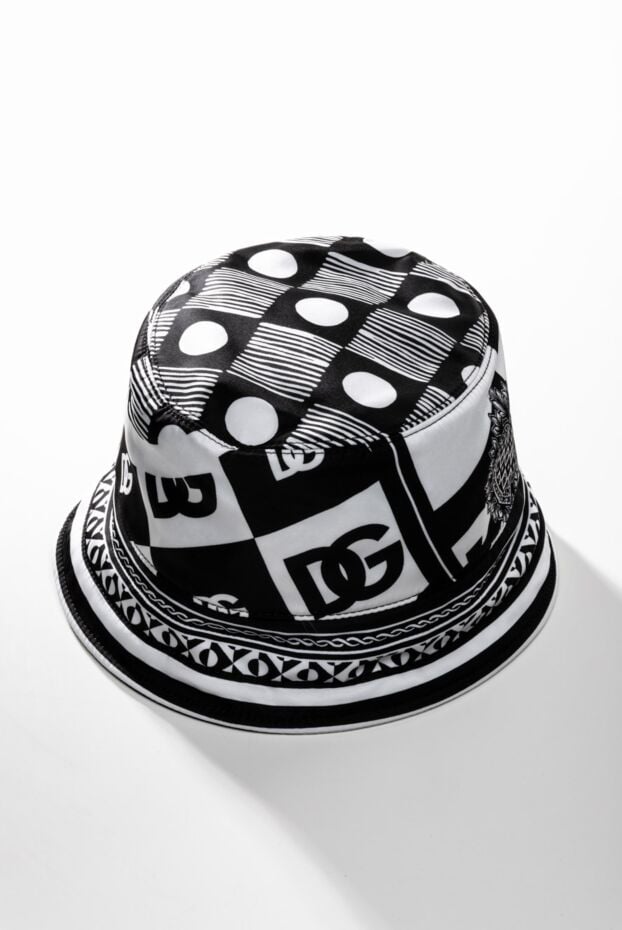 Dolce & Gabbana nylon panama hat with original logo print black and white 169586 - photo 2