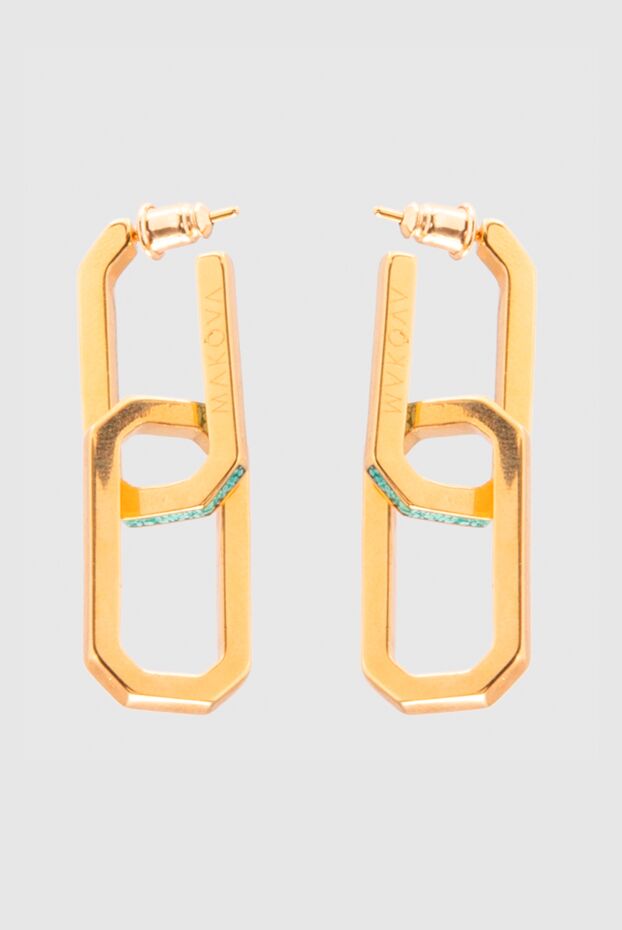 Makova earrings for women yellow with turquoise crystals 169590 - photo 3