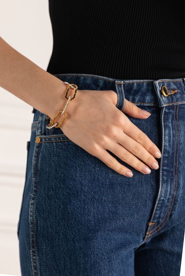 Makova yellow chain bracelet with dark coating and crystals women's 169595 - photo 2