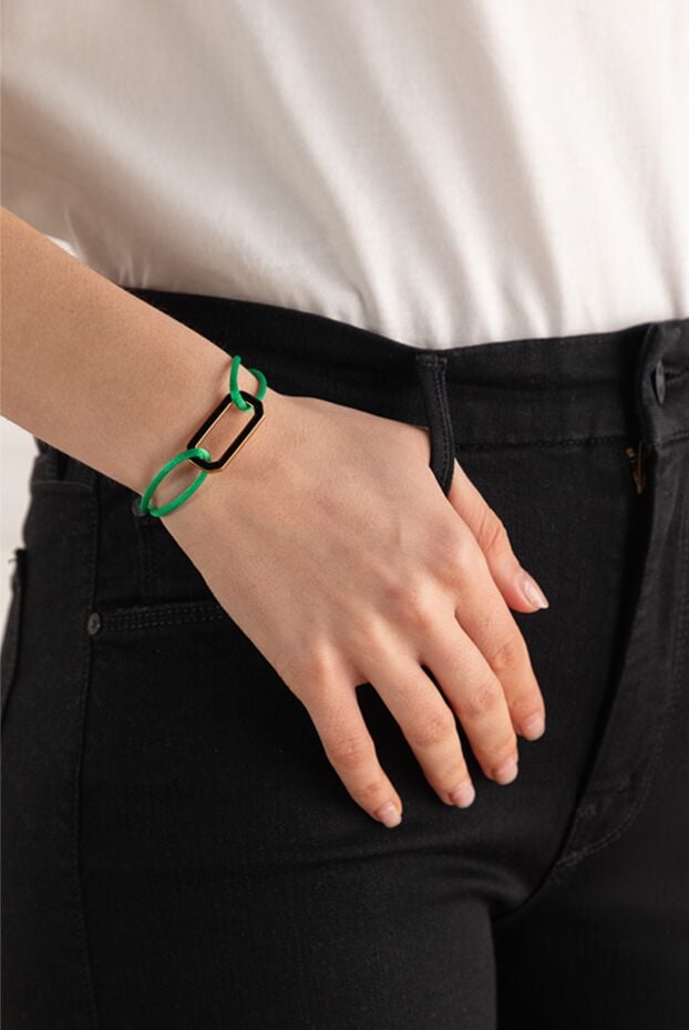 Makova green textile bracelet with dark metal decor women's 169604 - photo 2