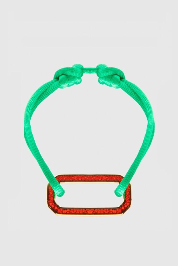 Makova green textile bracelet with metal decor women's 169605 - photo 1