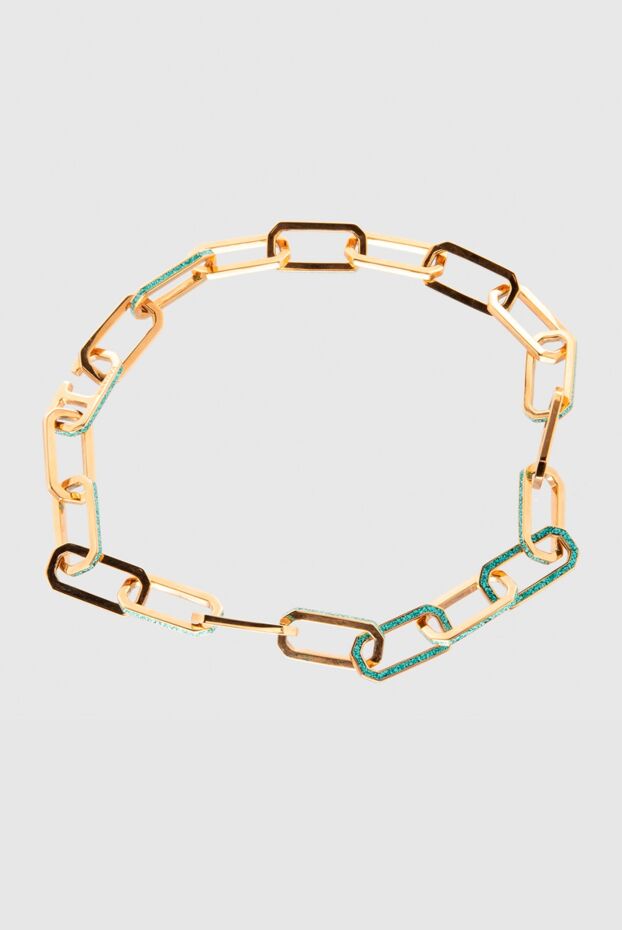Makova necklace for women yellow with turquoise crystals 169607 - photo 3