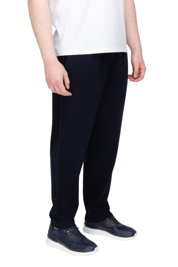 Loro Piana men's warm cashmere trousers in dark blue with a drawstring waistband 169619 - photo 3