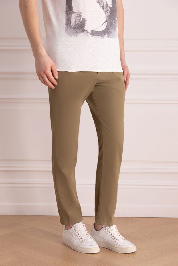 Dondup men's beige modal and cotton trousers with elastic waistband 169689 - photo 3
