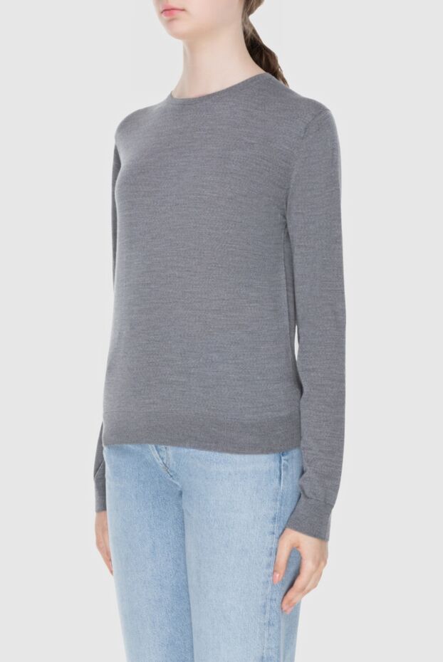 Loro Piana women's grey wool jumper with a fitted silhouette 169709 - photo 3