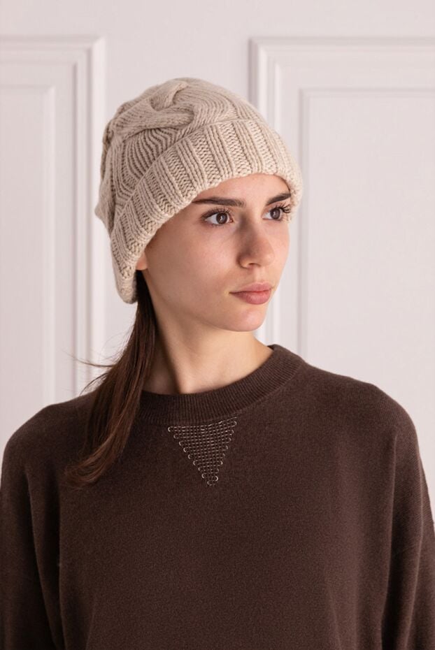 Loro Piana women's cream cashmere hat with textured knitting 169745 - photo 2