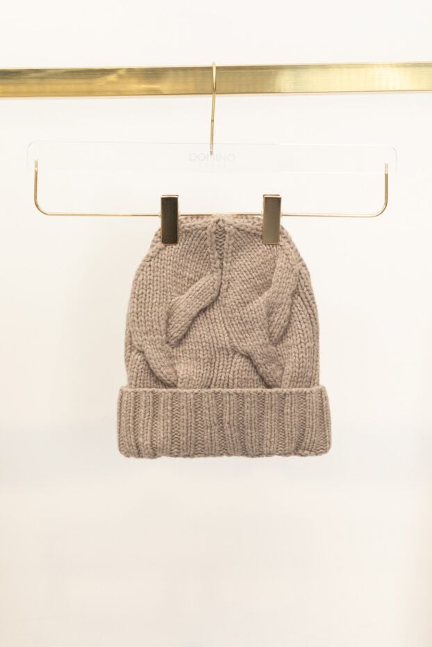 Loro Piana dark beige women's cashmere hat with textured knitting 169772 - photo 2