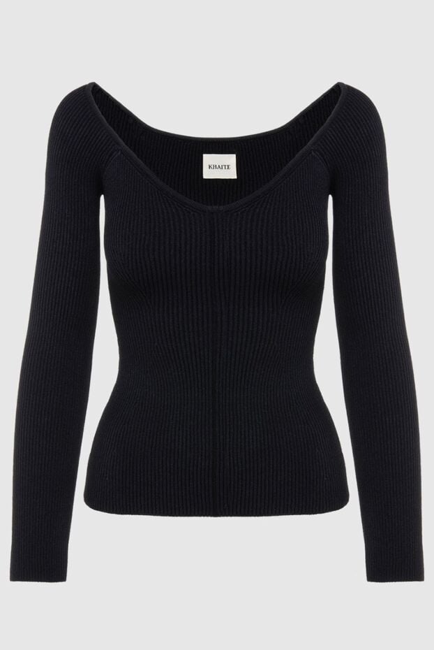 Khaite fitted black jumper with an accent on the neckline and long sleeves 169803 - photo 1