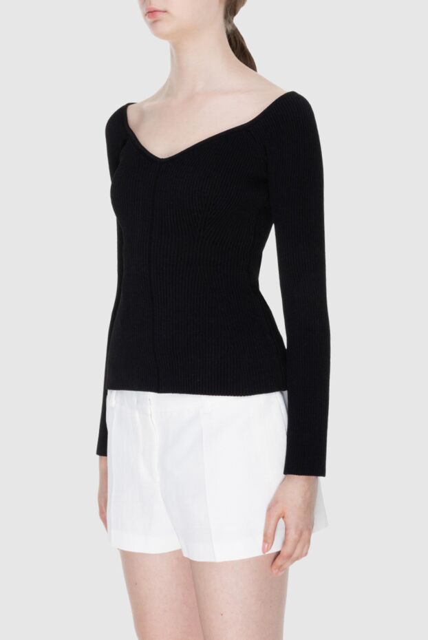 Khaite fitted black jumper with an accent on the neckline and long sleeves 169803 - photo 3