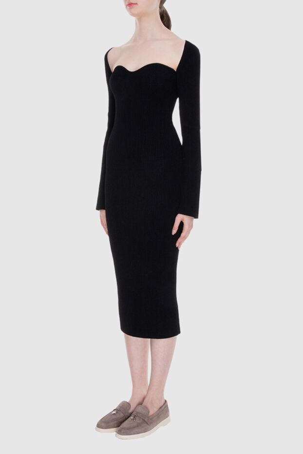 Khaite black viscose dress with a shaped neckline 169804 - photo 3