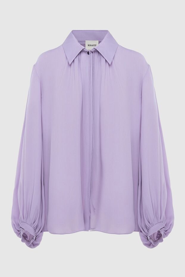 Women's lavender blouse made of natural silk, loose silhouette (markdown) - photo 1