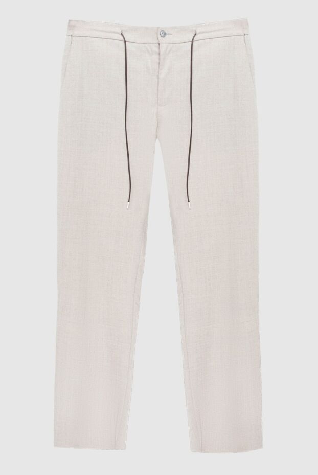 Tombolini men's beige wool trousers with ties at the waist 169823 - photo 1