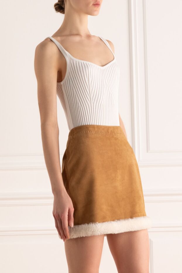 Tonet white cotton ribbed top with geometric pattern 169850 - photo 3