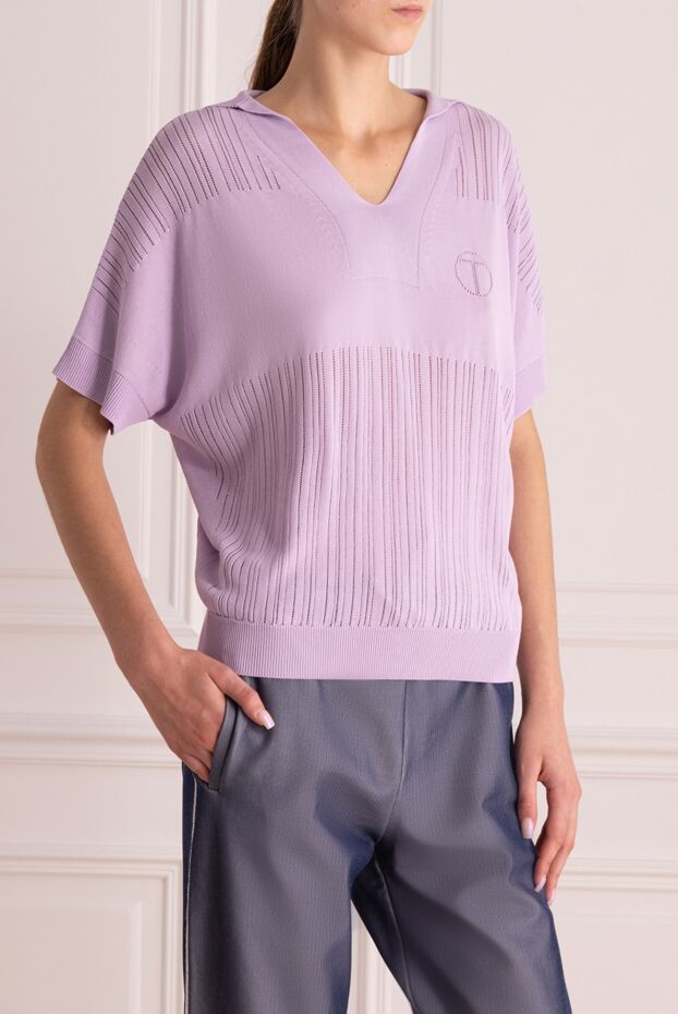 Tonet polo shirt made of viscose and cotton for women purple 169855 - photo 3