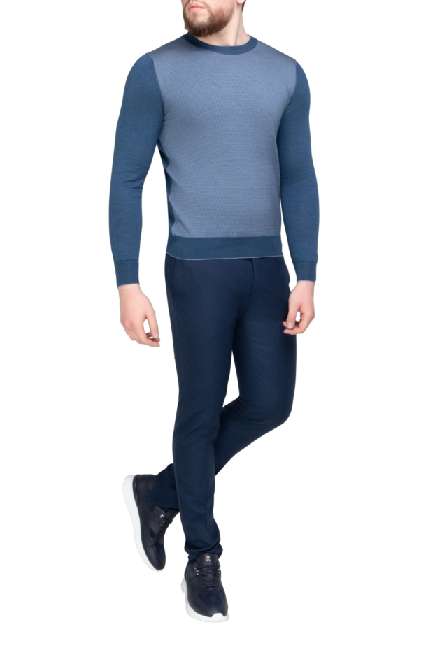 PT01 (Pantaloni Torino) men's blue fleece trousers, straight cut, tapered at the bottom 169896 - photo 2