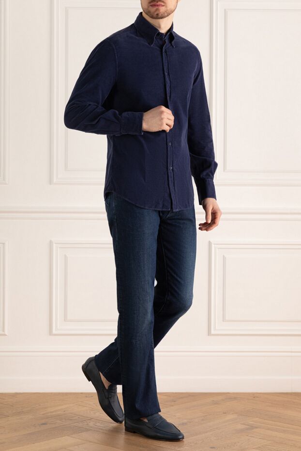 Blue cotton shirt for men - photo 2