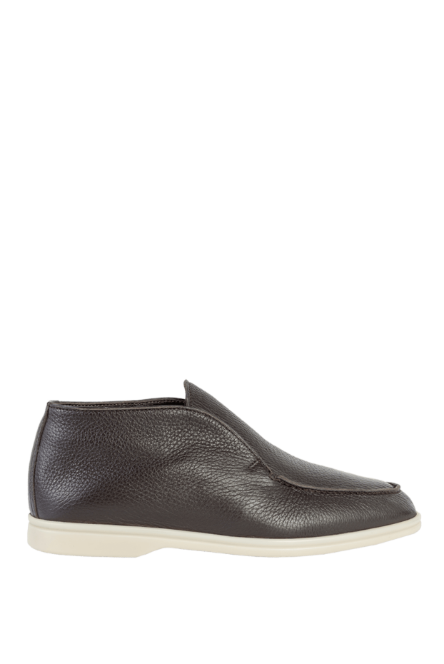 Cesare di Napoli high-top dark brown textured leather loafers for men 169936 - photo 1