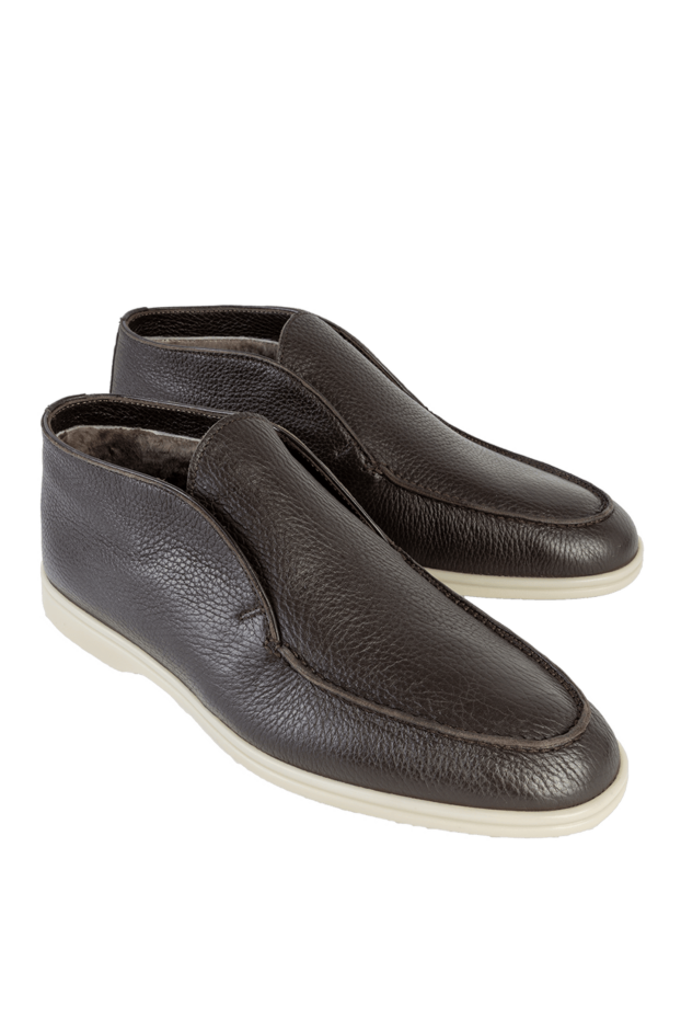 Cesare di Napoli high-top dark brown textured leather loafers for men 169936 - photo 3