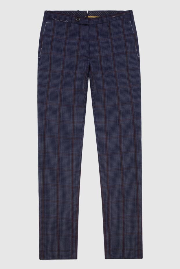 PT01 (Pantaloni Torino) men's dark blue plaid fleece trousers 169971 - photo 1
