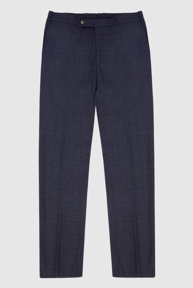 PT01 (Pantaloni Torino) men's dark blue fleece trousers with a small check pattern 169973 - photo 1