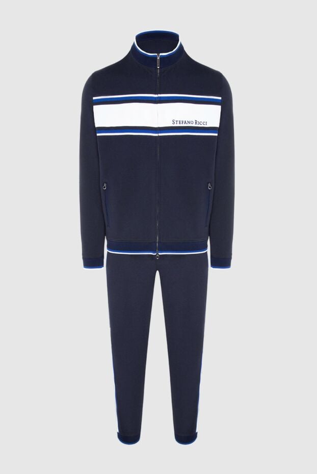 Stefano Ricci dark blue cotton tracksuit with white stripes 170029 - photo 1