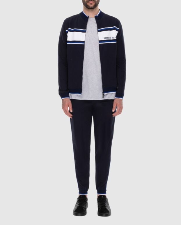 Stefano Ricci dark blue cotton tracksuit with white stripes 170029 - photo 2