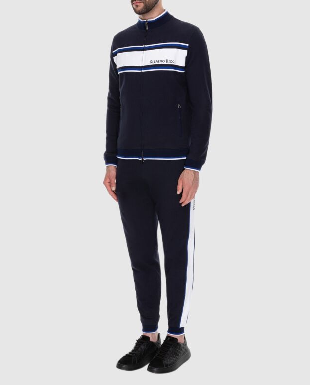 Stefano Ricci dark blue cotton tracksuit with white stripes 170029 - photo 3