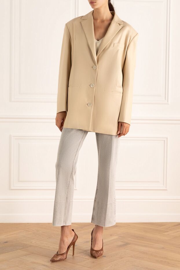 DROMe women's beige straight cut jacket with three buttons 170042 - photo 2