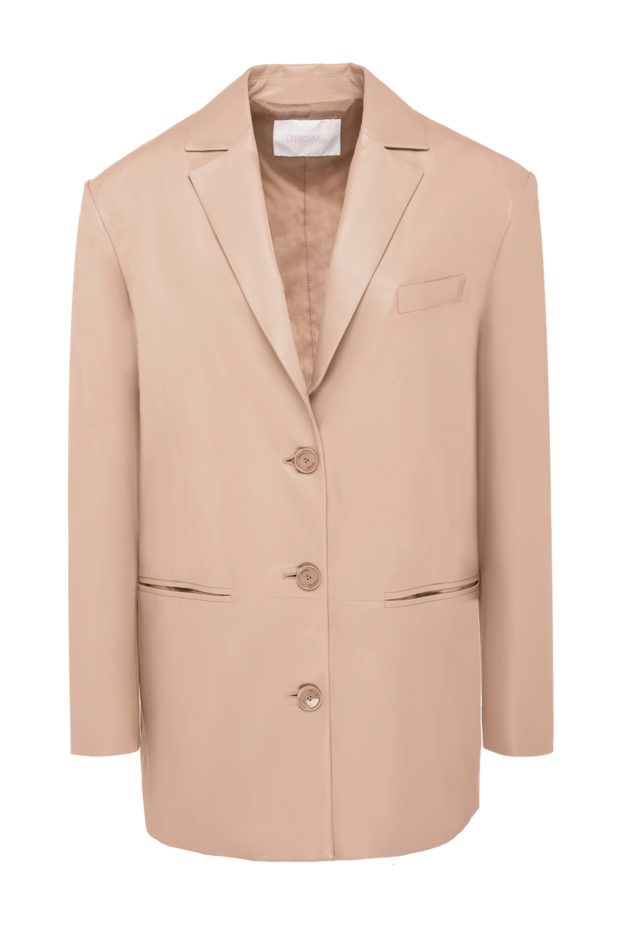 DROMe women's beige oversized leather jacket with buttons 170043 - photo 1