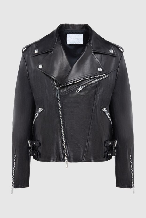 DROMe stylish women's biker jacket made of black leather with zippers and rivets 170044 - photo 1