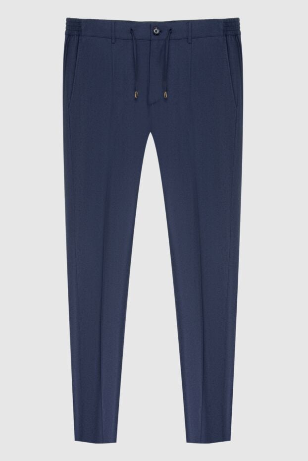 Stefano Ricci tapered trousers with an elastic waistband made of blue wool 170079 - photo 1