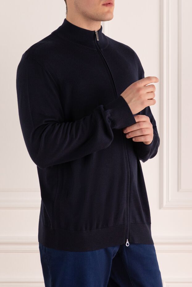 Stefano Ricci dark blue cashmere and silk zip-up cardigan 170110 - photo 3