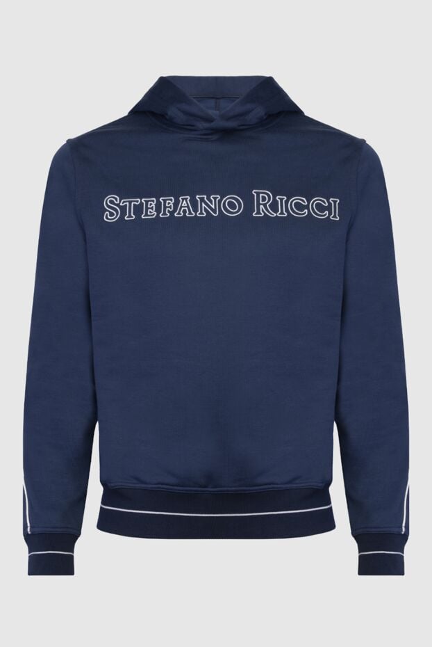 Hoodie for men made of cotton and silk blue - photo 1